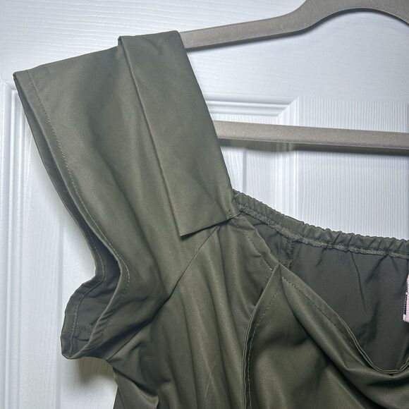 STAR STYLE Women Olive Green Cap Sleeve Trench-Style Belted Midi Dress SZ 1X - Picture 6 of 8